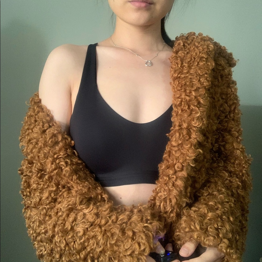 Caramel fluffy blazer coat